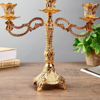 Подсвечник металл на 3 свечи "Узорный" цвет золото 25х27,5х9 см Подсвечник металл на 3 свечи "Узорный" цвет золото 25х27,5х9 см