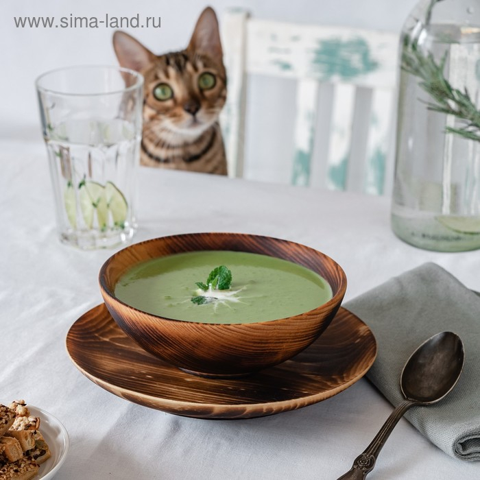 Набор деревянных тарелок из цельного кедра Mаgistrо, 2 шт: 20&times;2,5 см, 16&times;6 см, обожжённые