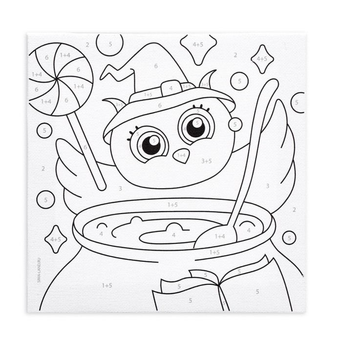 Картина по номерам на хеллоуин для детей «Сова-колдунья», 15 х 15 см Картина по номерам на хеллоуин для детей «Сова-колдунья», 15 х 15 см