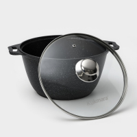 Набор кухонной посуды «Мраморная №3», 6 предметов, крышка, съёмная ручка, антипригарное покрытие, цвет тёмный мрамор Набор кухонной посуды «Мраморная №3», 6 предметов, крышка, съёмная ручка, антипригарное покрытие, цвет тёмный мрамор