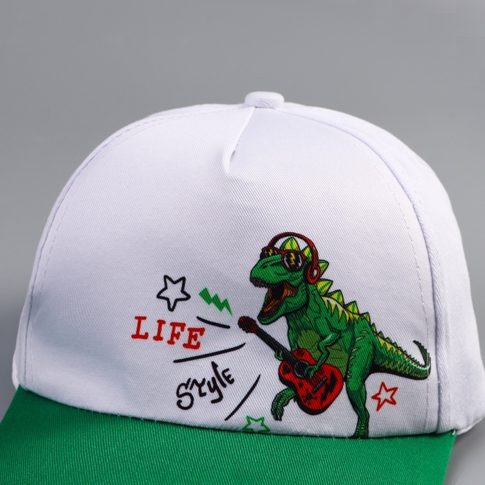 Кепка детская для мальчика Life style, дино, цвет белый, р-р 52-54, 5-7 лет