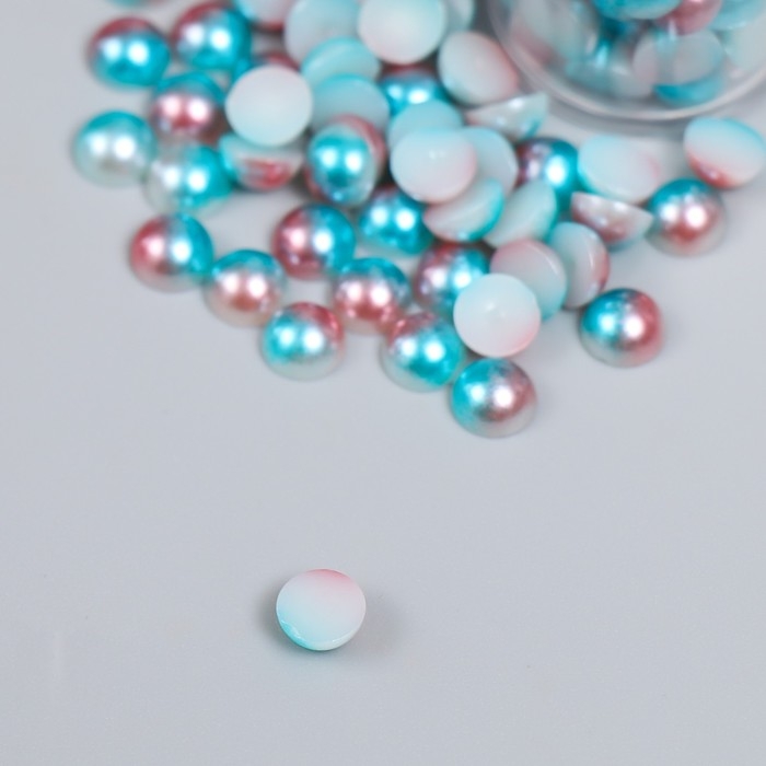 Декор "Полубусины и стразы. Градиент голубой" d=6 мм 10г 200 шт 5х2,5 см, МИКС