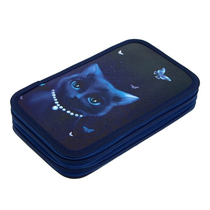 Пенал 2 секции, 125 х 205 мм, с наполнением 23 предмета, Calligrata Пенал 2 секции, 125 х 205 мм, с наполнением 23 предмета, Calligrata "Кошечка" ламинированный картон, 30П26/2/set