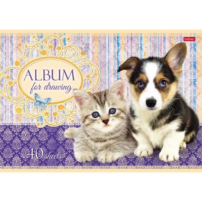 Альбом для рисования А4, 40 листов, на скрепке, "Маленькие друзья", обложка мелованный картон, блок 100 г/м&sup2;, МИКС