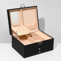 Подставка для украшений &laquo;Шкатулка&raquo; раздвижная с зеркалом, 22&times;17&times;11,5, цвет чёрный