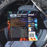 Гибкий неон Uniel 8 × 16 мм, IP67, 15 м, SMD2835, 120 LED/м, 10 Вт/м, 24 В, свечение холодное белое Гибкий неон Uniel 8 × 16 мм, IP67, 15 м, SMD2835, 120 LED/м, 10 Вт/м, 24 В, свечение холодное белое
