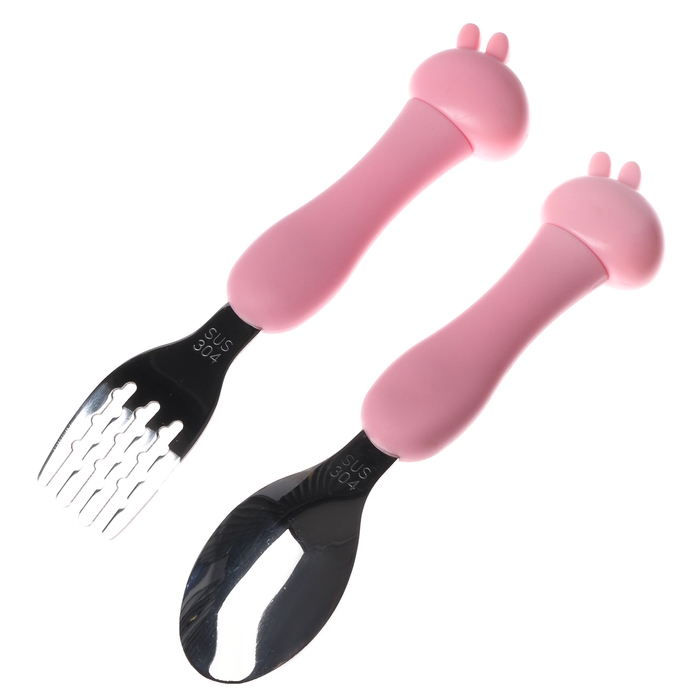 Набор детских столовых приборов в футляре &laquo;Зайчата&raquo;, вилка, ложка