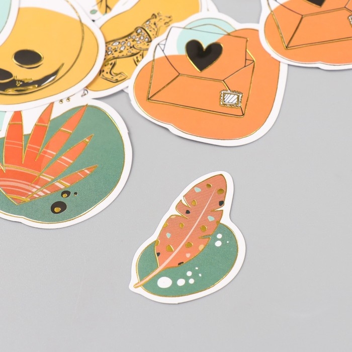 Наклейки для творчества "Абстракция" тиснение золото набор 48 шт 9х7х0,8 см