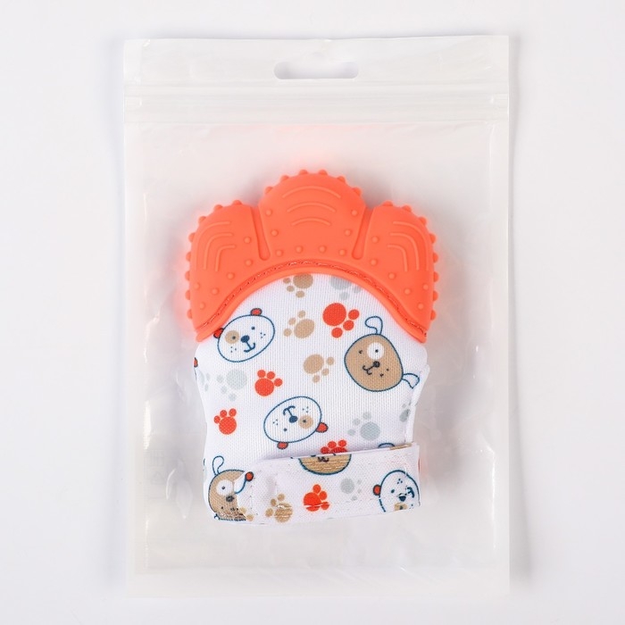 Прорезыватель-рукавичка «Собачки», цвет красный, Крошка Я Прорезыватель-рукавичка «Собачки», цвет красный, Крошка Я