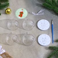 Ёлочное украшение под раскраску &laquo;Ёлочки&raquo; размер: 8 см; 2 шт., кисть