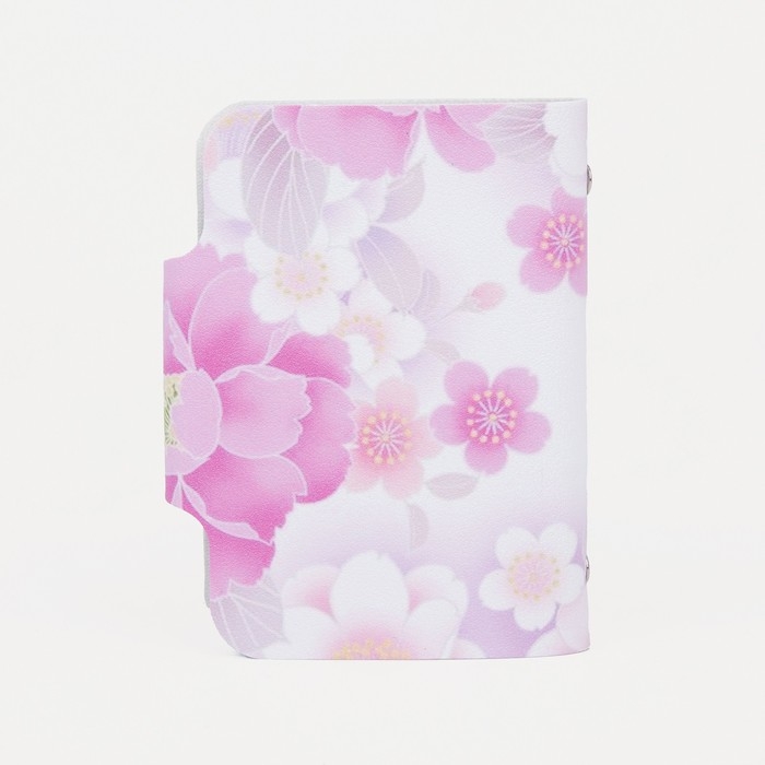 Визитница на кнопке, 24 карты, цвет белый/розовый Визитница на кнопке, 24 карты, цвет белый/розовый