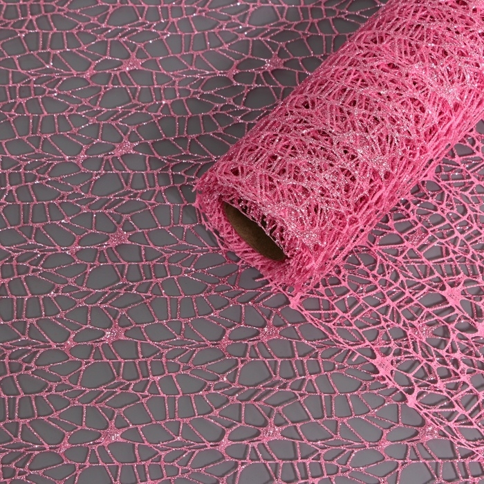 Упаковка для цветов Упаковка для цветов "Паутинка с глиттером" розовая, 48 см х 4,5 м