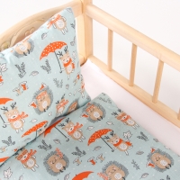 Кукольное постельное &laquo;Олени, Ёжики&raquo;, х/б: простынь, одеяло 46 &times; 36 см, подушка 23 &times; 17 см