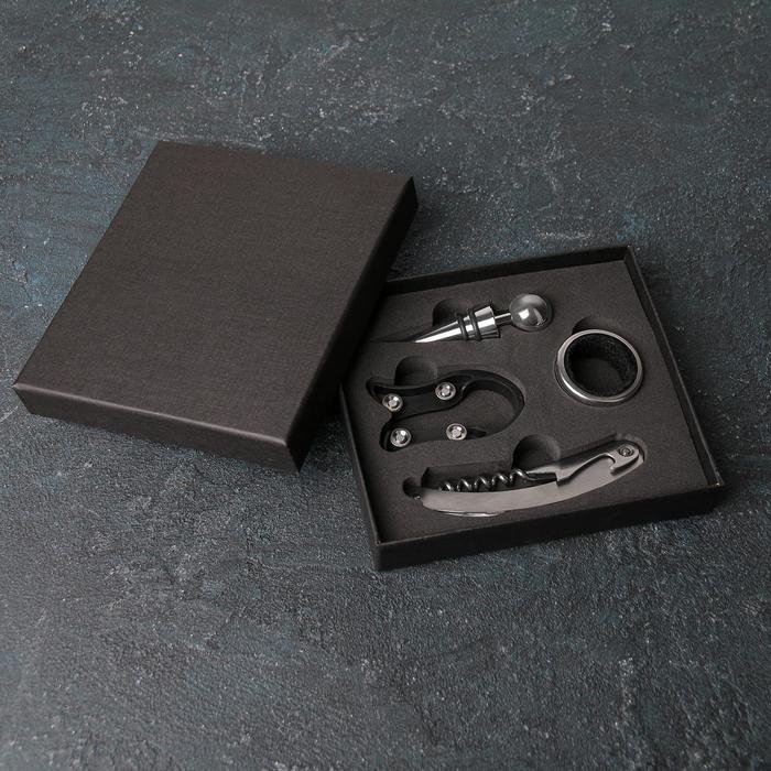 Набор для вина Доляна «Кьянти», 4 прибора: кольцо, штопор, нож для фольги, пробка Набор для вина Доляна «Кьянти», 4 прибора: кольцо, штопор, нож для фольги, пробка