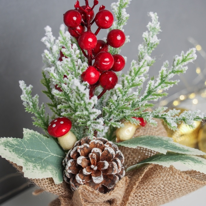 Декор Декор "Яркий праздник, в мешочке" грибочки ягодки, 21х8 см