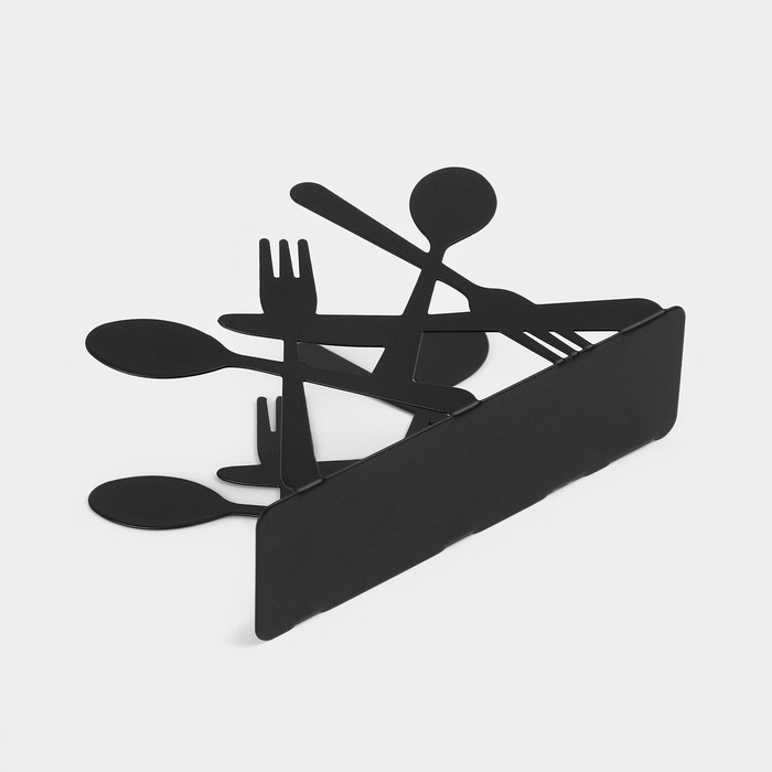 Салфетница Доляна «Приборы», 13,5×4,5×9,5 см, цвет чёрный Салфетница Доляна «Приборы», 13,5×4,5×9,5 см, цвет чёрный