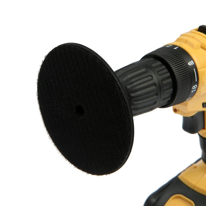 Насадка с липучкой для дрели и УШМ ТУНДРА, толстый резиновый диск, М14, с адаптером, 100 мм