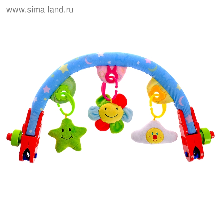Дуга игровая мягкая на кроватку, коляску «Мягкие друзья», 27 - 38 см, погремушки, 3 игрушки Дуга игровая мягкая на кроватку, коляску «Мягкие друзья», 27 - 38 см, погремушки, 3 игрушки