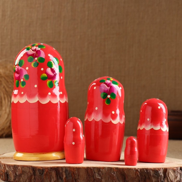 Матрёшка &laquo;Авдосья&raquo;, красное платье, 5 кукольная, 18 см