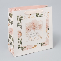 Пакет подарочный ламинированный квадратный, упаковка, &laquo;Beautiful&raquo;, 30 х 30 х 12 см