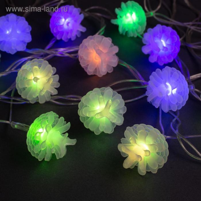 Гирлянда «Нить» 5 м с насадками «Шишки сосновые», IP20, прозрачная нить, 20 LED, свечение мульти (RG/RB), мигание, 220 В Гирлянда «Нить» 5 м с насадками «Шишки сосновые», IP20, прозрачная нить, 20 LED, свечение мульти (RG/RB), мигание, 220 В