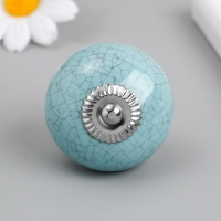 Ручка для шкатулки керамика, металл "Кракелюр на голубом" 4,3х4,3х6 см Ручка для шкатулки керамика, металл "Кракелюр на голубом" 4,3х4,3х6 см