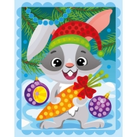 Новый год! Рисунок из страз &laquo;Зайчонок с подарком&raquo;