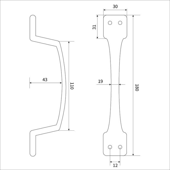 Ручка-скоба дверная, цвет бронза