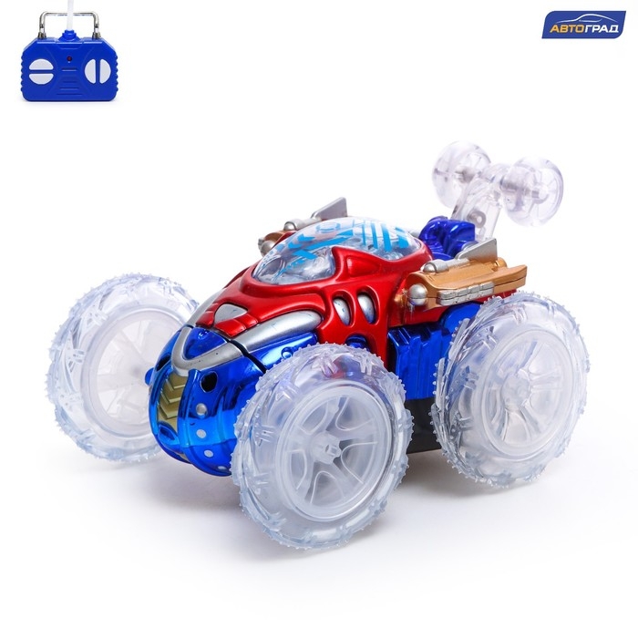 Машина-перевёртыш радиоуправляемая &laquo;Трюк&raquo;, работает от батареек, световые эффекты, цвет синий