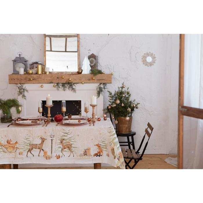 Скатерть новогодняя Этель "Christmas forest" Скатерть новогодняя 150*220 +/-3см с ГМВО, 100%хл, 190г/м2