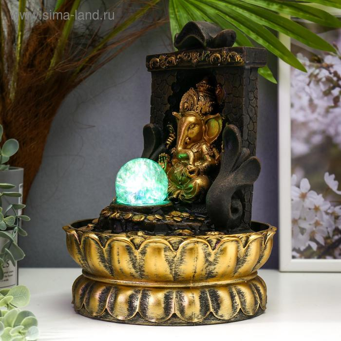 Фонтан настольный от сети, подсветка Фонтан настольный от сети, подсветка "Ганеша у арки" 28х20,5х20,5 см