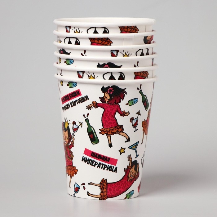 Набор бумажной посуды одноразовый Вечериночка&raquo;, 6 тарелок, 6 стаканов, 1 гирлянда