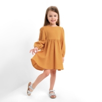 Платье детское с длинным рукавом KAFTAN "Муслин", размер 26 (80-86 см), цвет горчичный