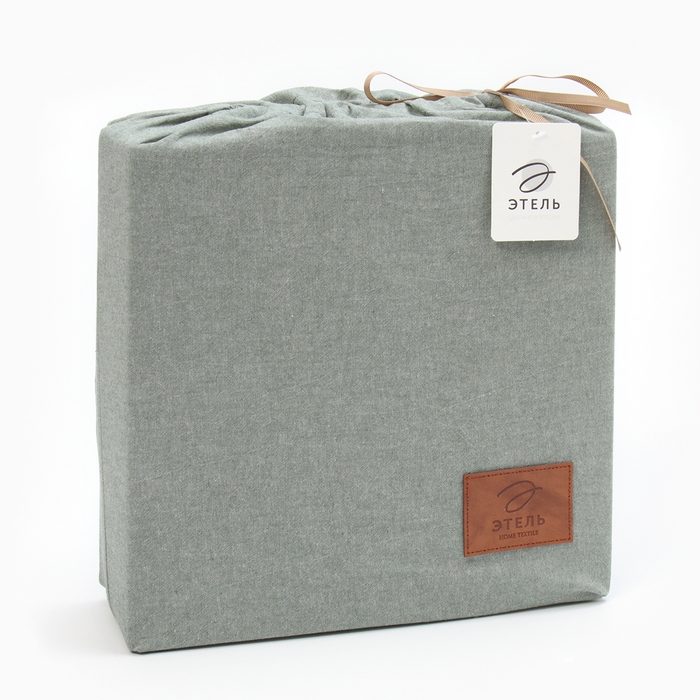 Постельное бельё Этель Denim 2 сп, 180х210см, 220х240см, 50х70-2шт, цвет оливковый, жатый хлопок, 140 г/м2