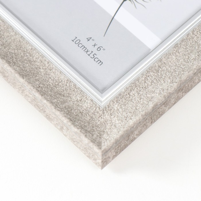 Фоторамка пластик 10х15 см "Серая мраморная крошка" серебристая обводка 19х14 см