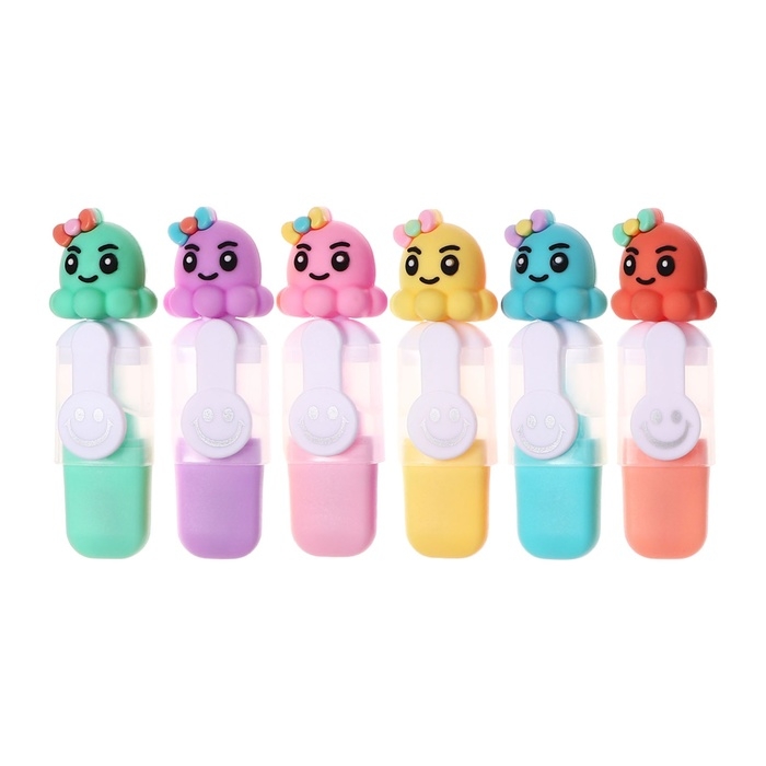 Набор маркеров текстовыделителей 6 штук 6 цветов, в пенале на молнии Осьминог Набор маркеров текстовыделителей 6 штук 6 цветов, в пенале на молнии Осьминог