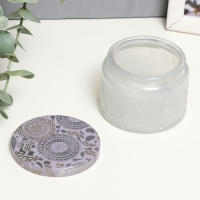 Банка для свечей стекло с крышкой "Цветочная" белая, круглая МИКС 5х7х7 см Банка для свечей стекло с крышкой "Цветочная" белая, круглая МИКС 5х7х7 см