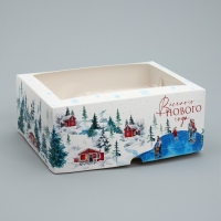 Коробка складная на 6 капкейков с окном &laquo;Веселого Нового года&raquo;, 25 х 17 х 10 см, Новый год