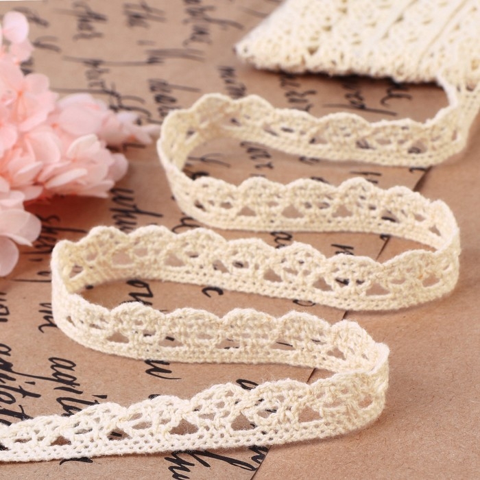 Кружево вязаное, 13 мм &times; 15 &plusmn; 1 м, цвет бежевый