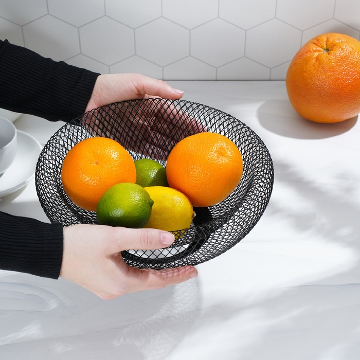 Фруктовница Доляна Grid, 25&times;25&times;10 см, цвет чёрный