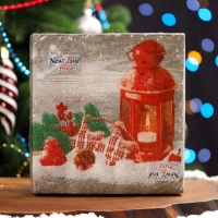 Новогодние салфетки бумажные New Line Fresco &laquo;Новогодний фонарь&raquo; 2 слоя, 33х33, 20 шт.