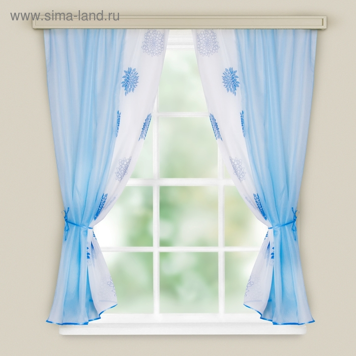 Комплект штор для кухни Witerra Арина 240х160см, голубой, МИКС, пэ100%