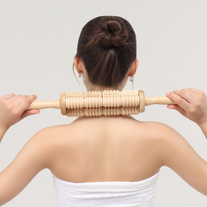 Массажёр для спины &laquo;Кукуруза&raquo;, d = 6,5 &times; 42 см, деревянный