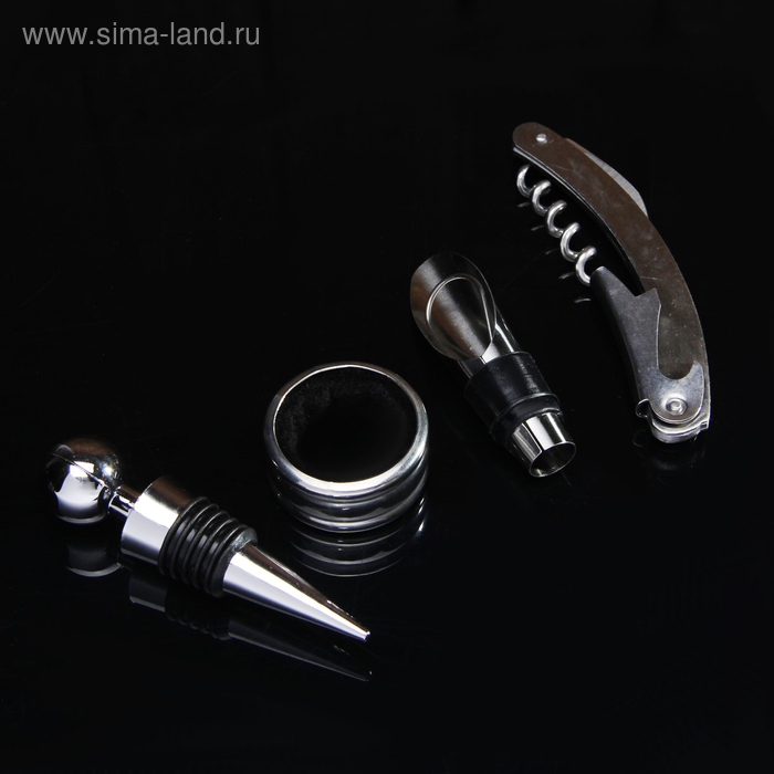 Набор для вина &laquo;Тоскана&raquo;, 4 предмета: штопор, кольцо, пробка, каплеуловитель