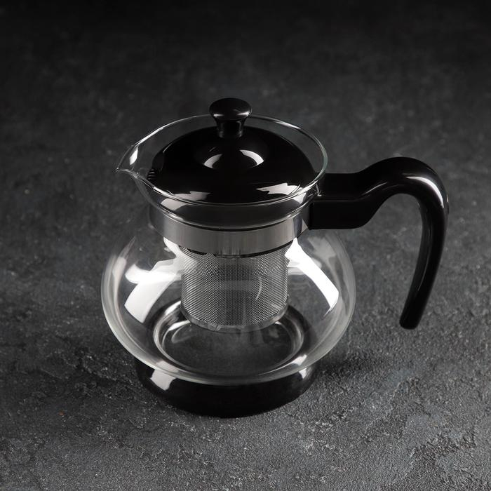 Чайник стеклянный заварочный &laquo;Мелодия&raquo;, 750 мл, с металлическим ситом, цвет МИКС