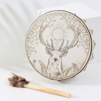 Шаманский бубен "Олень с ветвистыми рогами" с колотушкой 5х25х25 см Шаманский бубен "Олень с ветвистыми рогами" с колотушкой 5х25х25 см