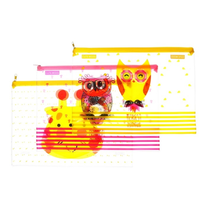 Папка на молнии "Мордашки" А4, МИКС