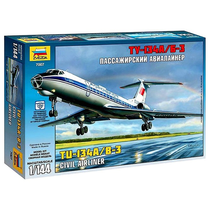 Сборная модель-самолёт &laquo;Пассажирский авиалайнер Ту-134 А/Б-3&raquo; Звезда, 1/144, (7007)