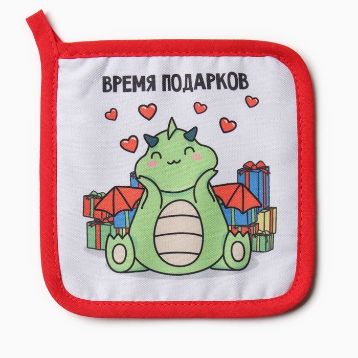 Новый год. Набор кухонный Доляна "Время подарков": варежка 20х28 см, прихватка 17х17 см, 35% хл, 65% пэ