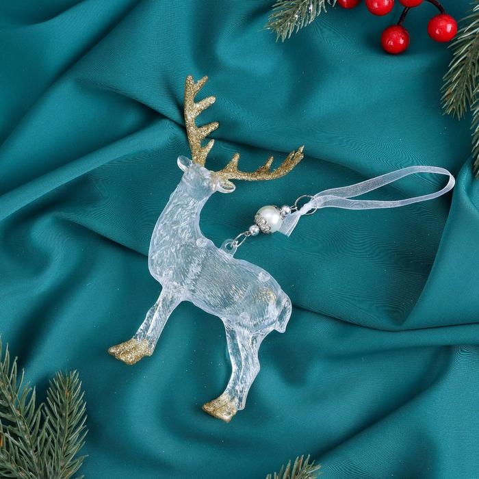 Украшение ёлочное "Лось рога блеск" 12х14,5 см, прозрачно-золотой